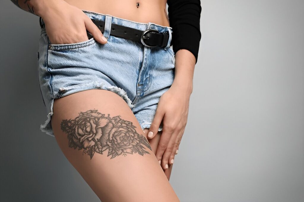 Floral Upper Leg Tattoo