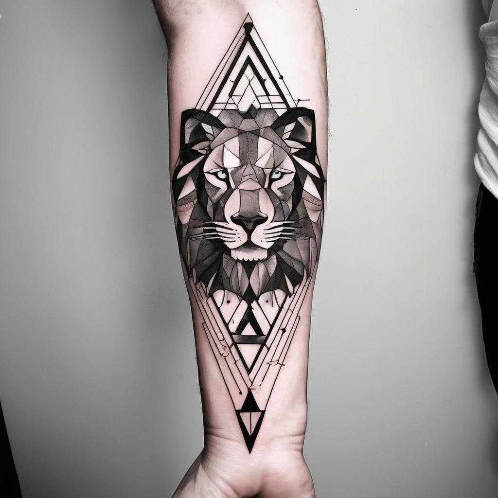 geometric animal forearm tattoo men