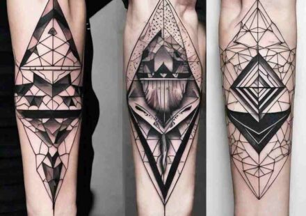geometric forearm tattoos for men modern design