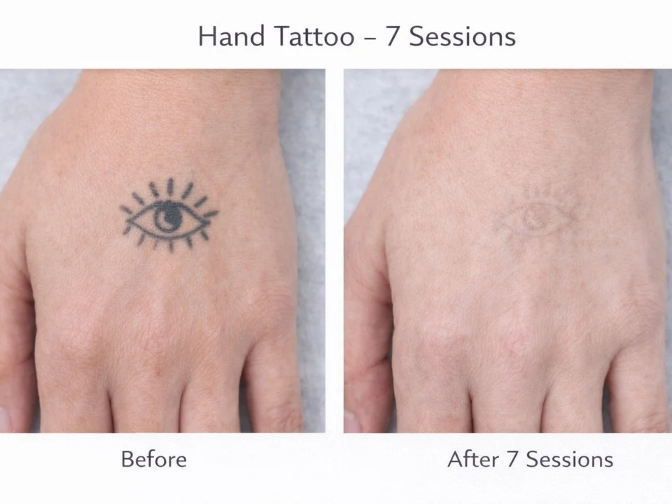 hand tattoo removal before after 7 sessions laser treatment