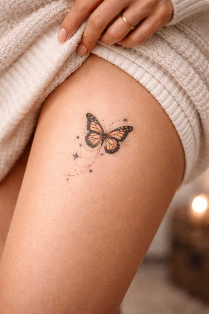 minimal butterfly tattoo design