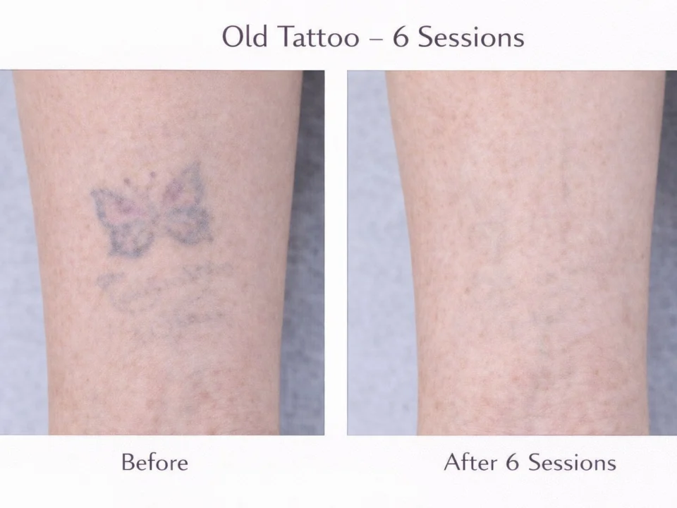 old faded tattoo removal before and after 6 sessions result