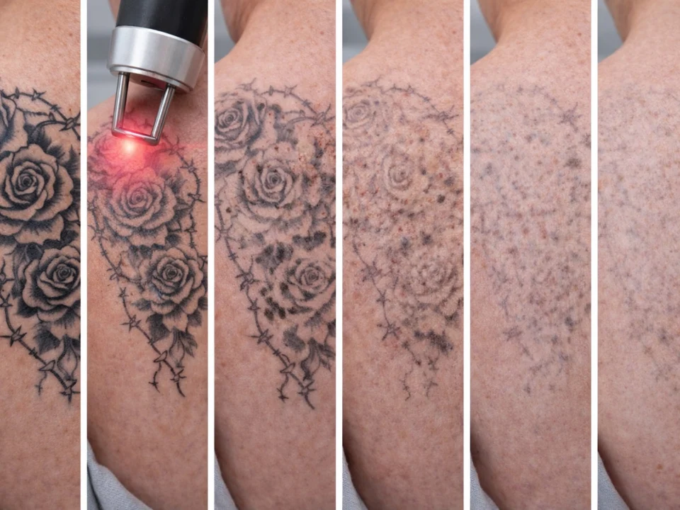 tattoo ink fading stages during removal