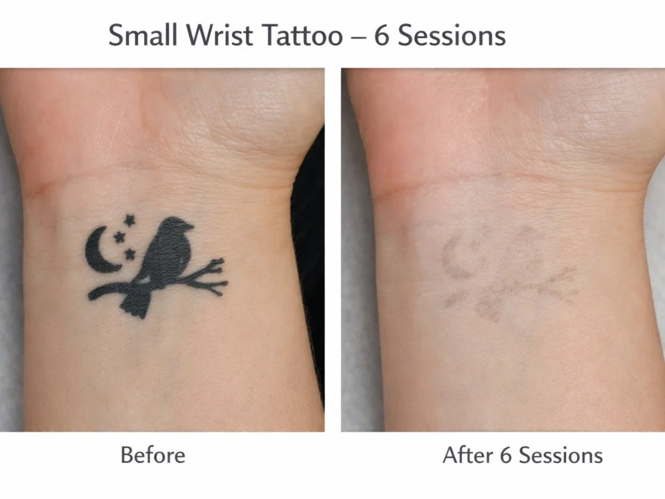 tattoo removal before and after wrist 6 sessions real result