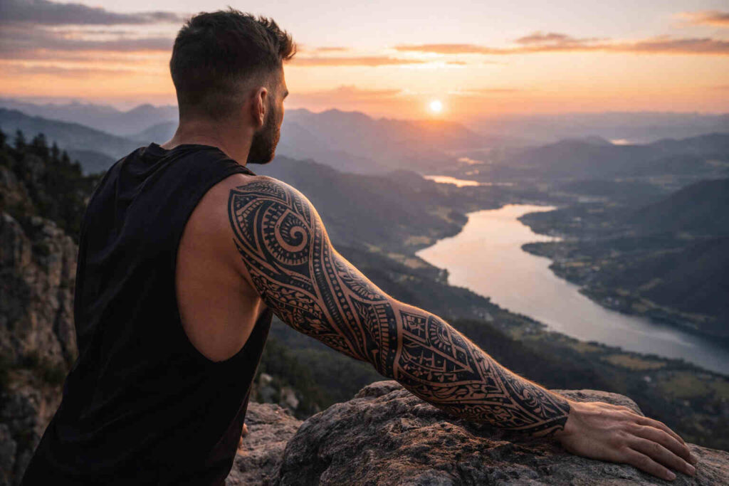 tribal tattoo in forearm