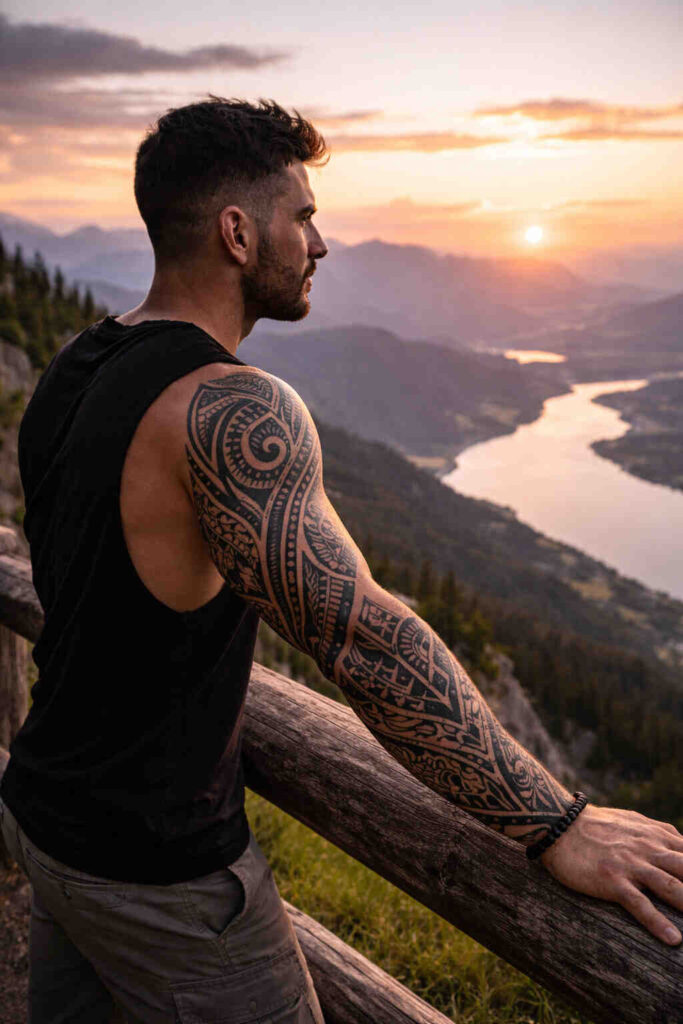 tribal tattoo in forearm