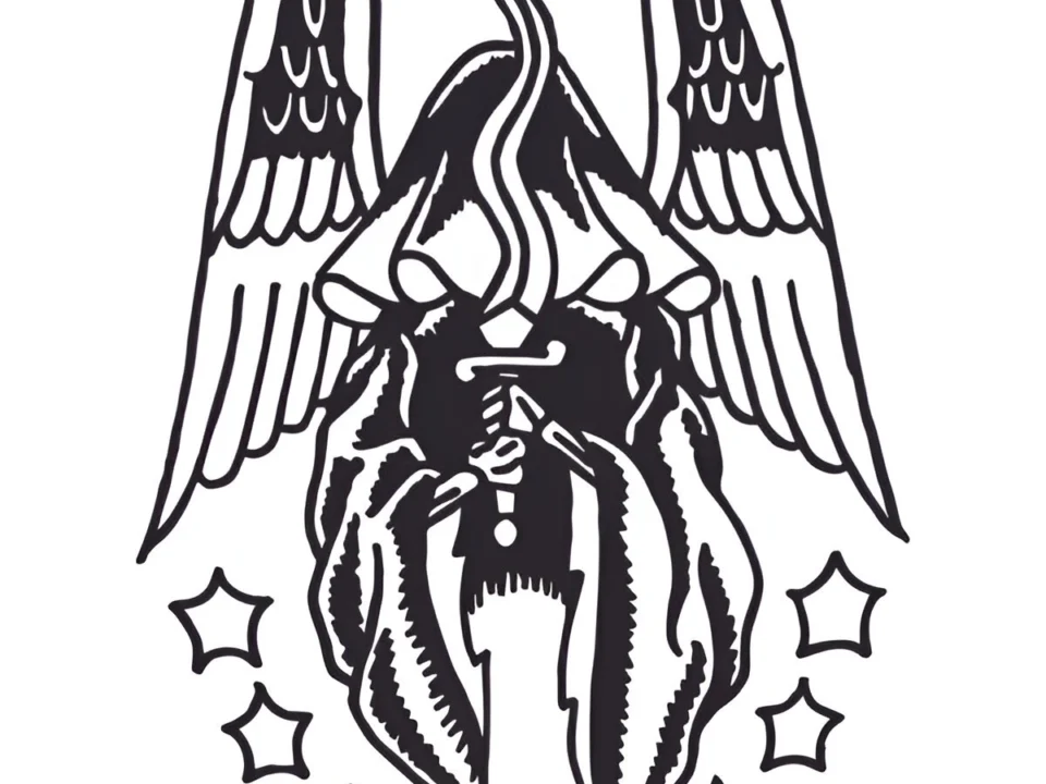 angel vs demon battle chest tattoo design