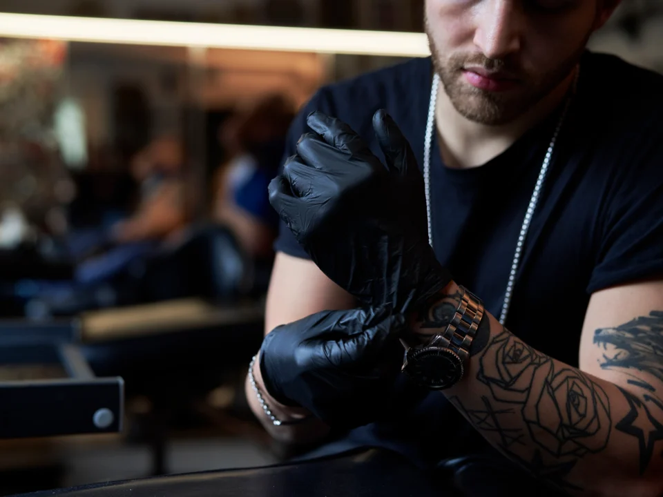 blackwork elbow tattoo filler idea
