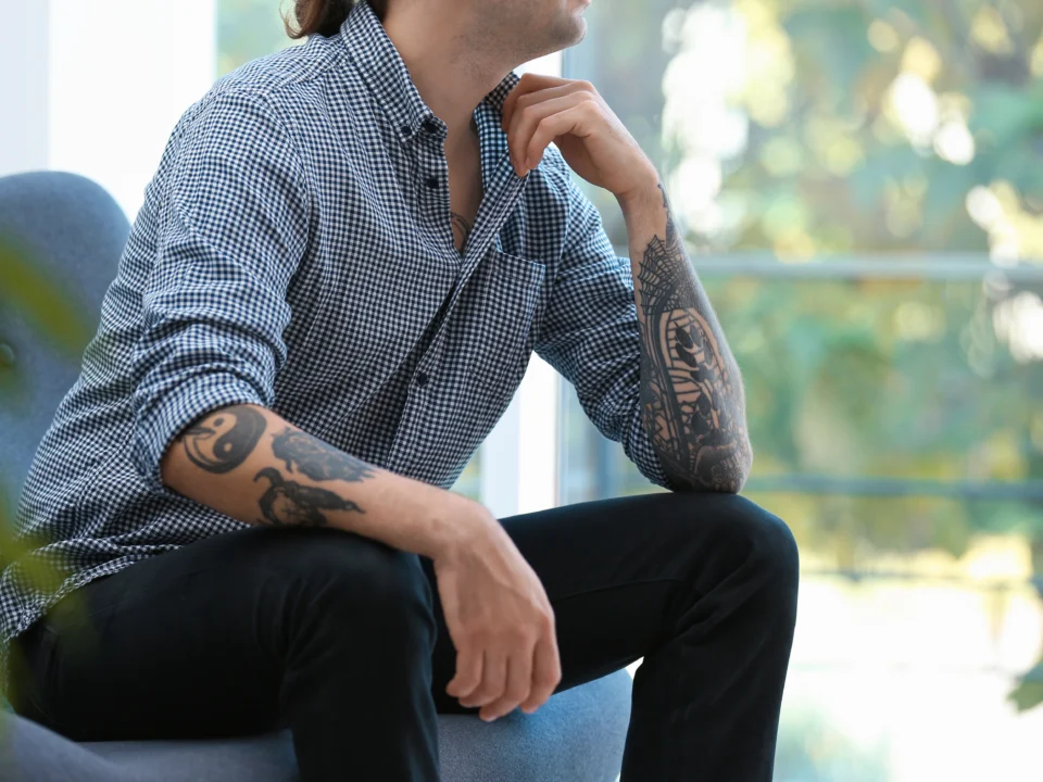 geometric elbow tattoo filler