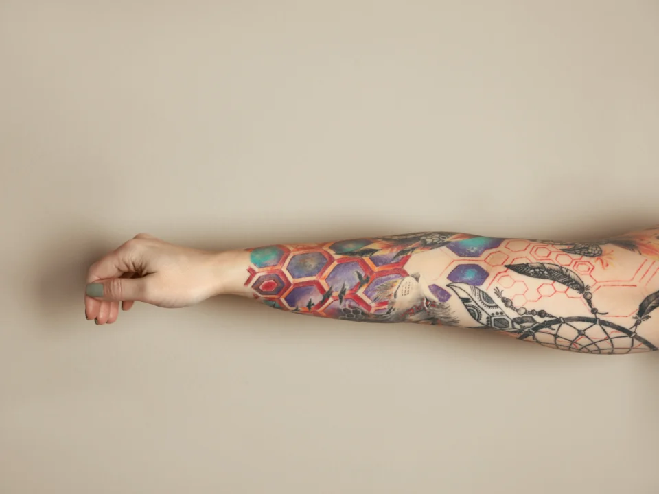 hexagon grid tattoo filler small