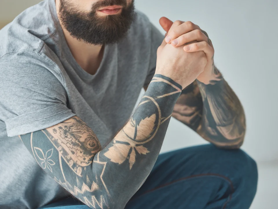 mens half sleeve tattoo designs upper arm sleeve ideas