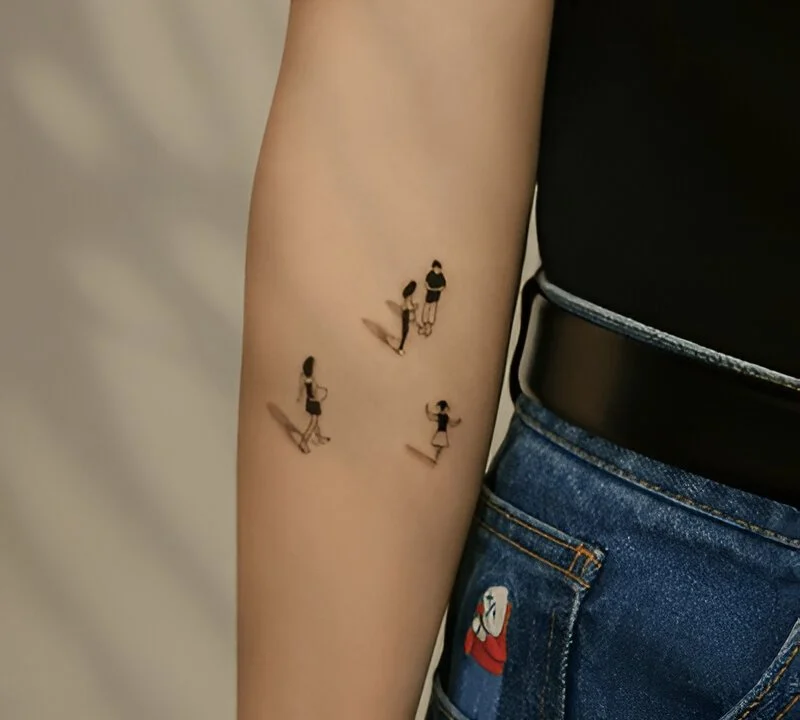 minimalist fine line tattoo filler between sleeve designs