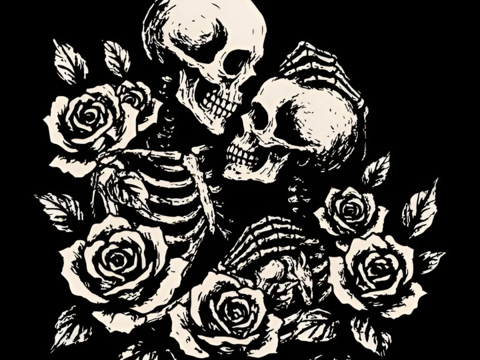 skull and roses chest tattoo ideas male