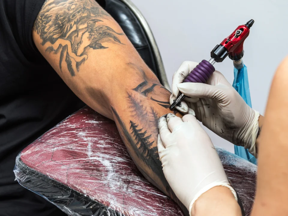 smoke style elbow filler tattoo