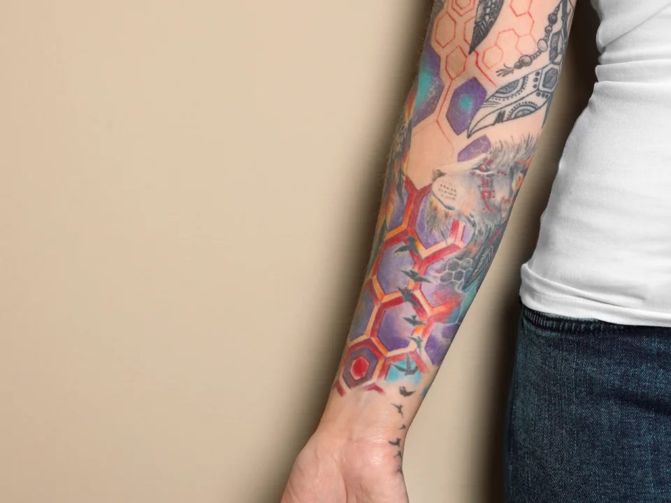 star pattern tattoo fillers sleeve