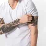Bold black and grey tattoo filler ideas for men sleeve design