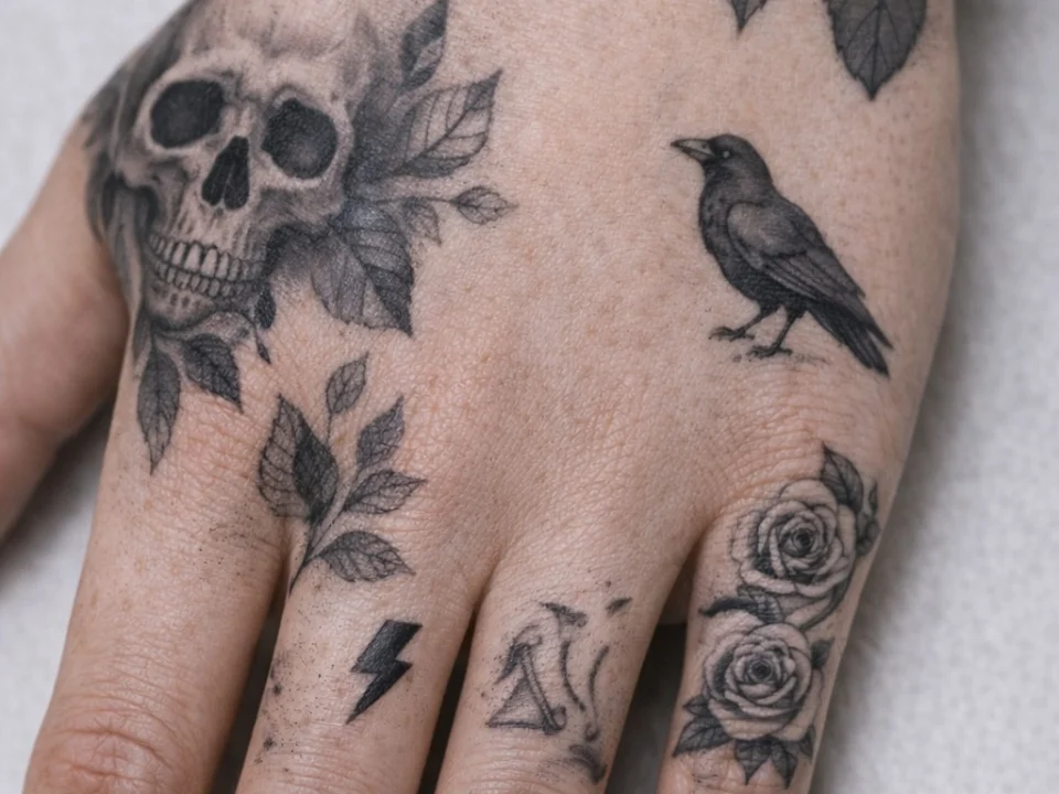 black grey hand tattoo-fillers