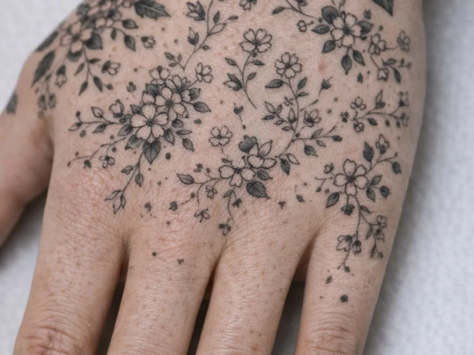 floral hand tattoo filler ideas