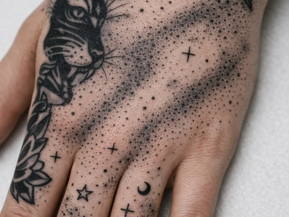 hand tattoo gap filler ideas dotwork