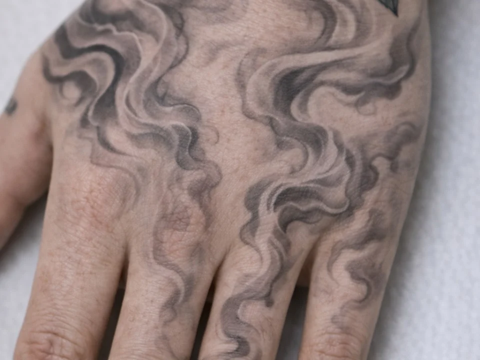 hand tattoo smoke shading fillers