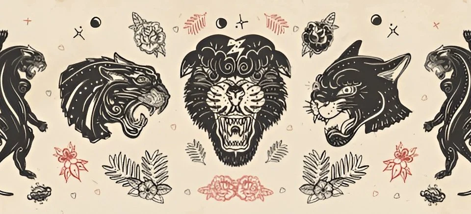 japanese flash tattoo sheet with vintage tattoo designs