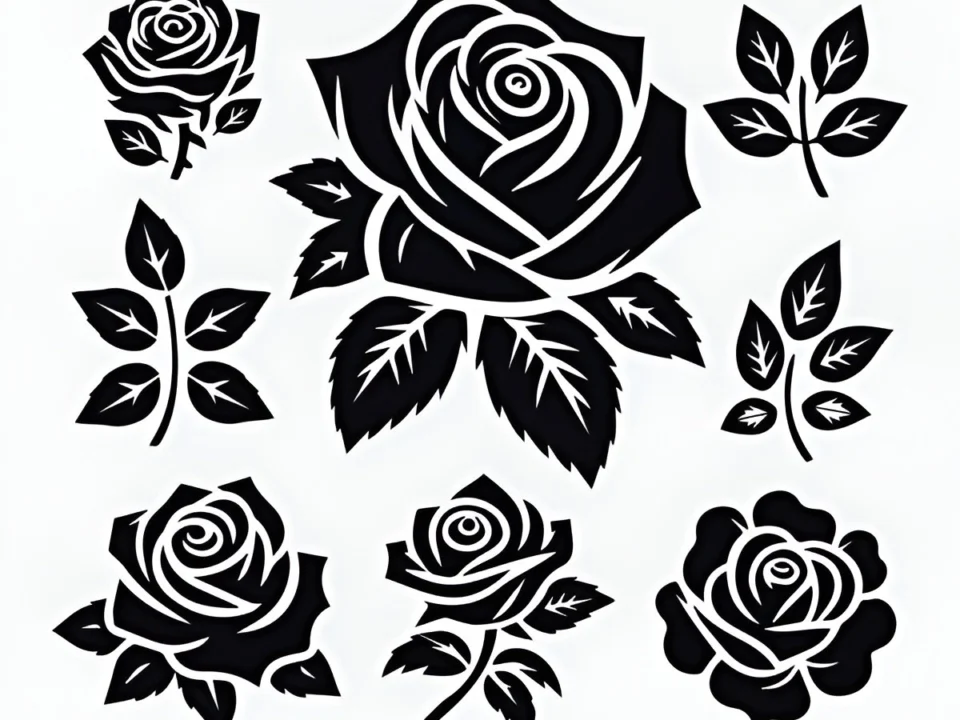 rose tattoo stencil drawing