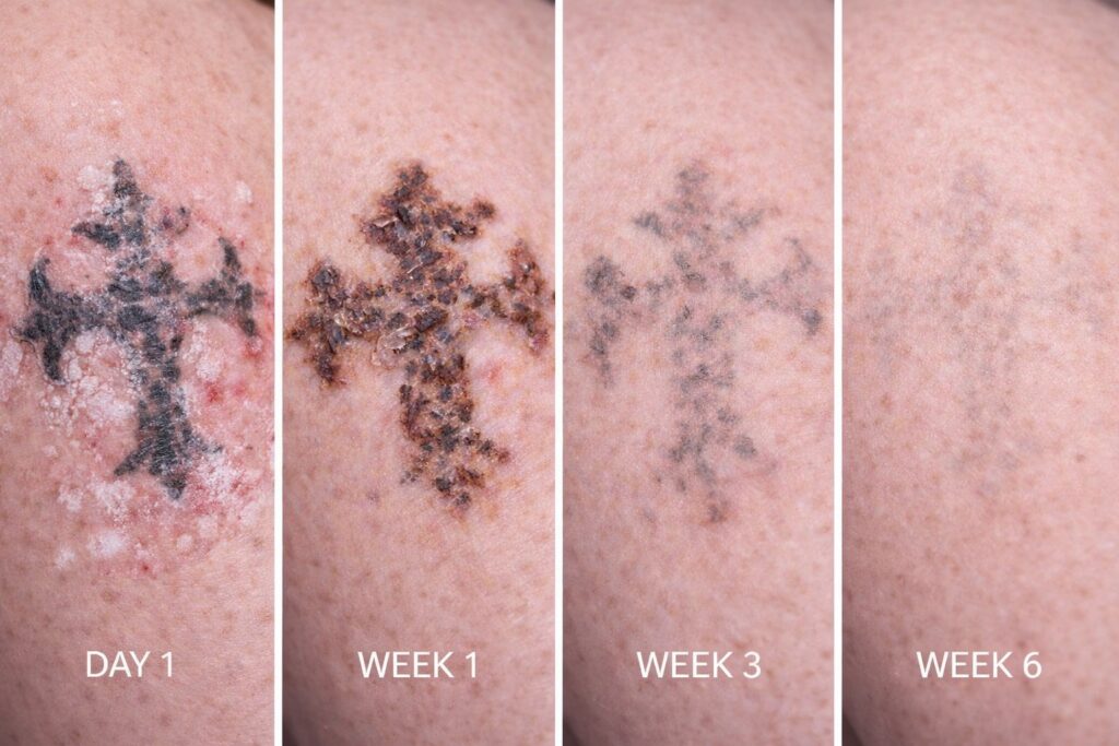 tattoo removal healing stages timeline after laser