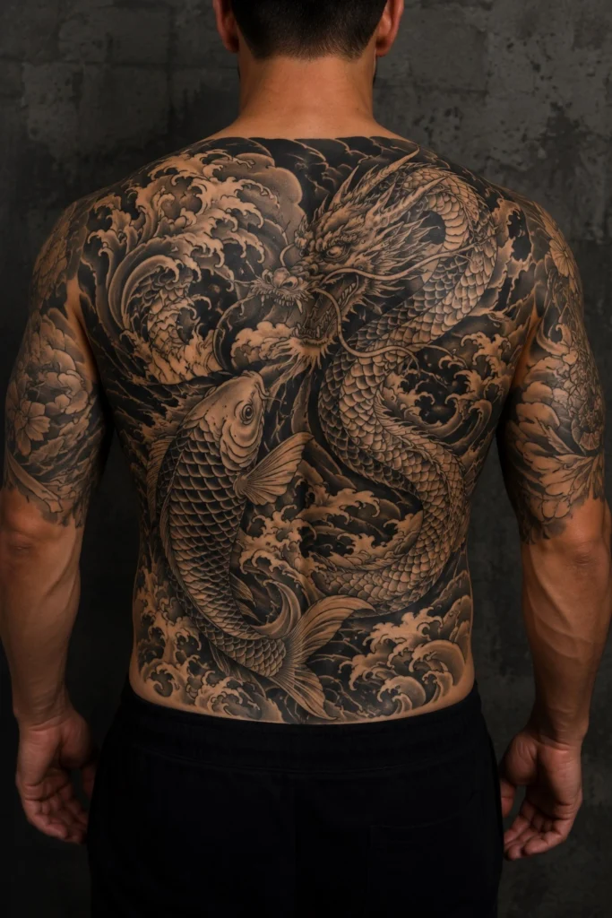 back tattoo ideas for men large scale Japanese blackwork 2026
