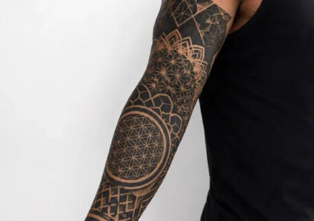 tattoo ideas for men full sleeve blackwork geometric