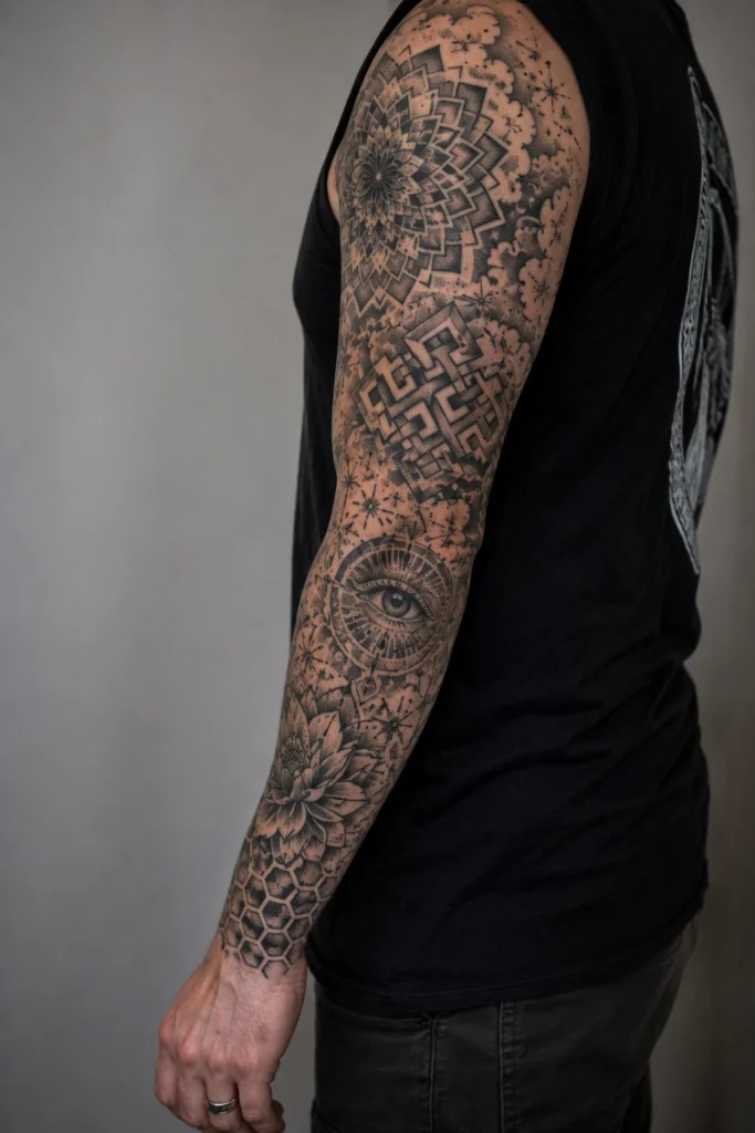 tattoo sleeve ideas for men patchwork gap filler composition planning