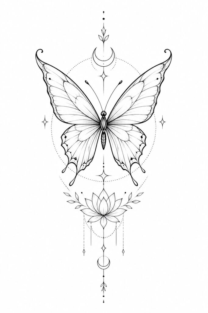 tattoos for women with meaning butterfly lotus symbolic design fine line