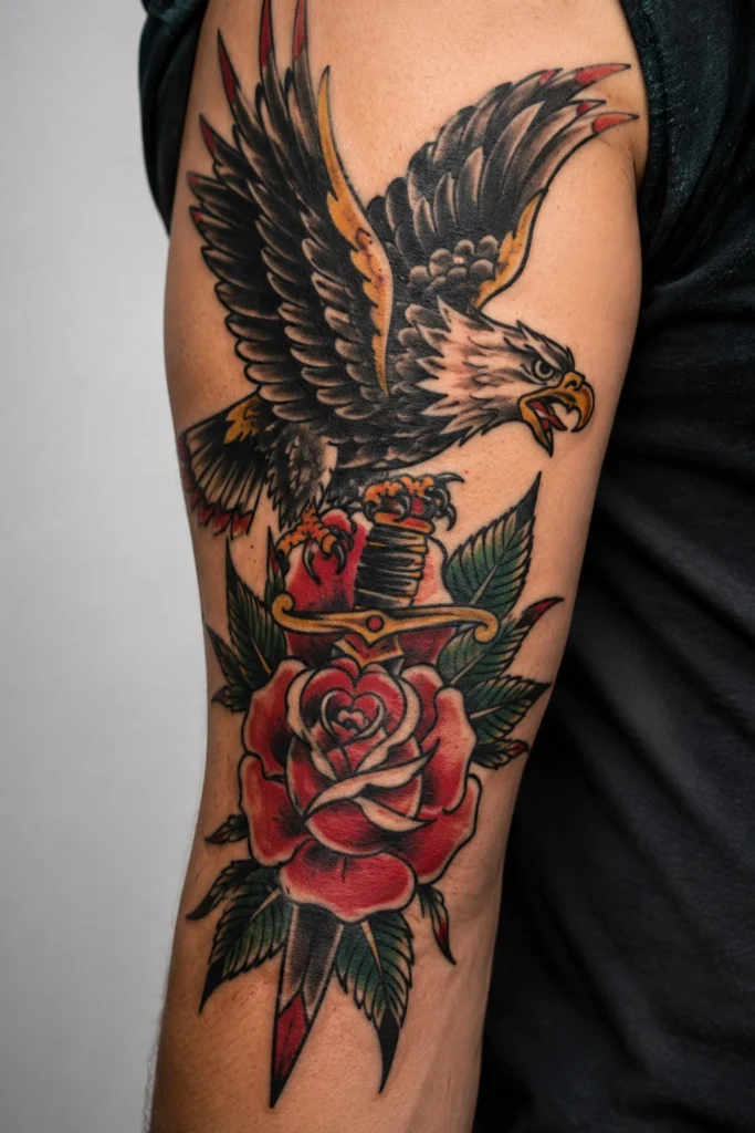 traditional American tattoo ideas for men bold classic design
