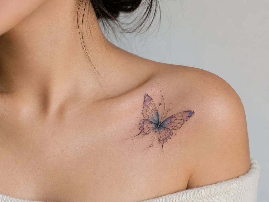 butterfly tattoo ideas for women fine line watercolour shoulder 2026