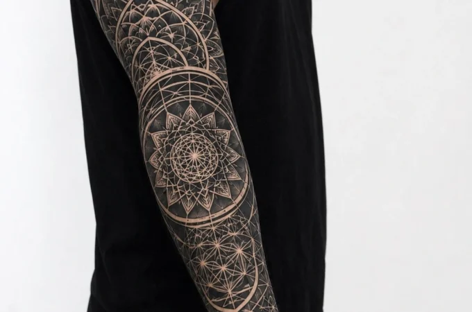 cool tattoo ideas for men blackwork geometric sleeve impressive