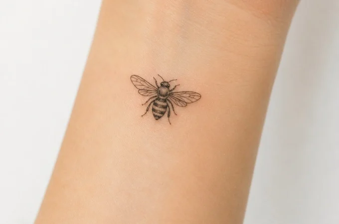 cute tattoo ideas for women fine line bee butterfly floral wrist