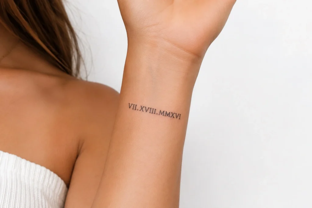 meaningful family tattoo ideas for women roman numerals memorial
