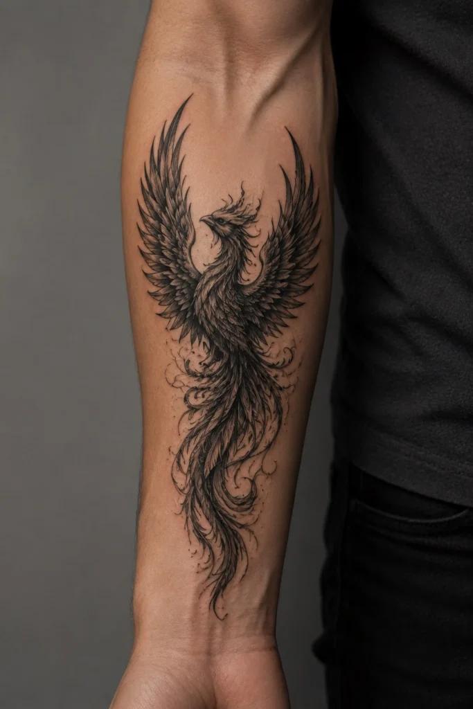 meaningful phoenix snake tattoo ideas for men deep meaning resilience