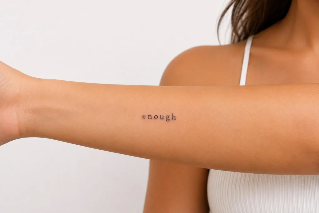 meaningful word tattoo ideas for women script wrist forearm clean typography