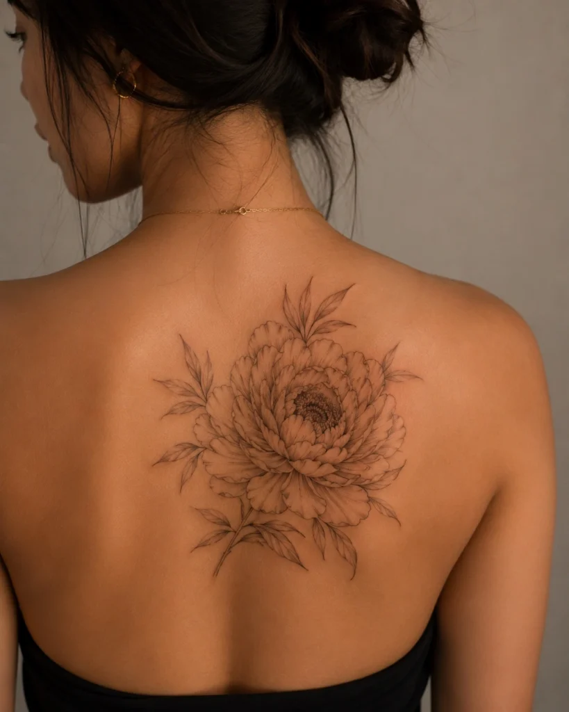 shoulder blade tattoo ideas for women large floral wing fine line