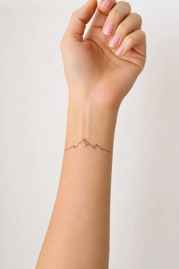 simple small tattoo ideas for women minimal single line mountain wave