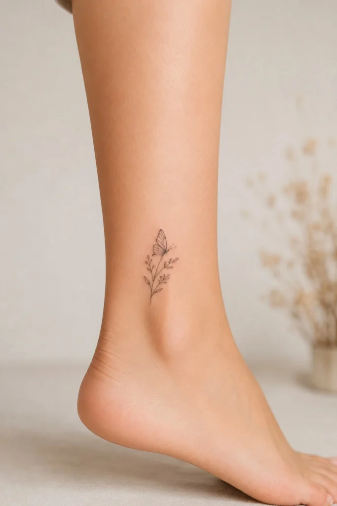 small tattoo ideas for women on ankle floral butterfly minimal