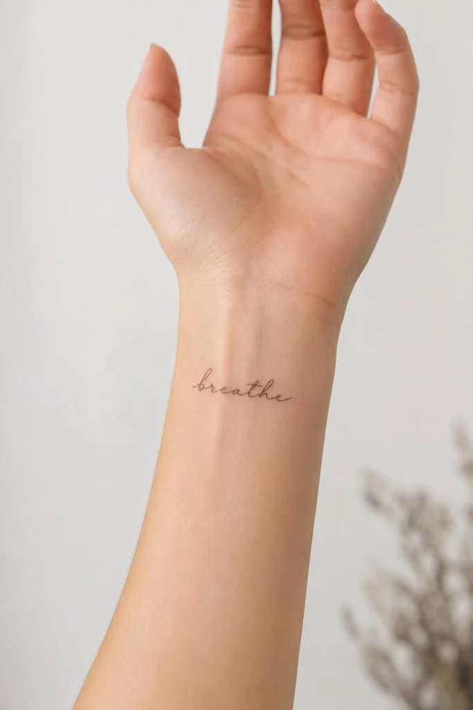 small tattoo ideas for women on wrist fine line script floral minimal
