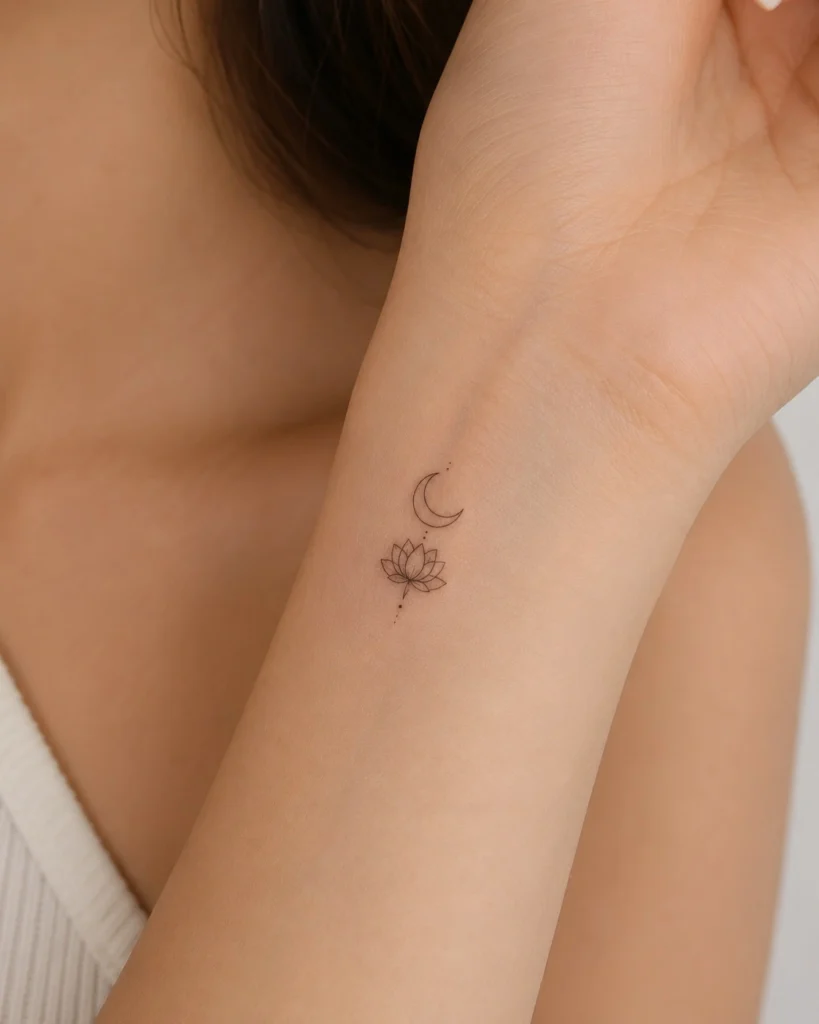 small tattoo ideas for women with meaning moon lotus birth flower