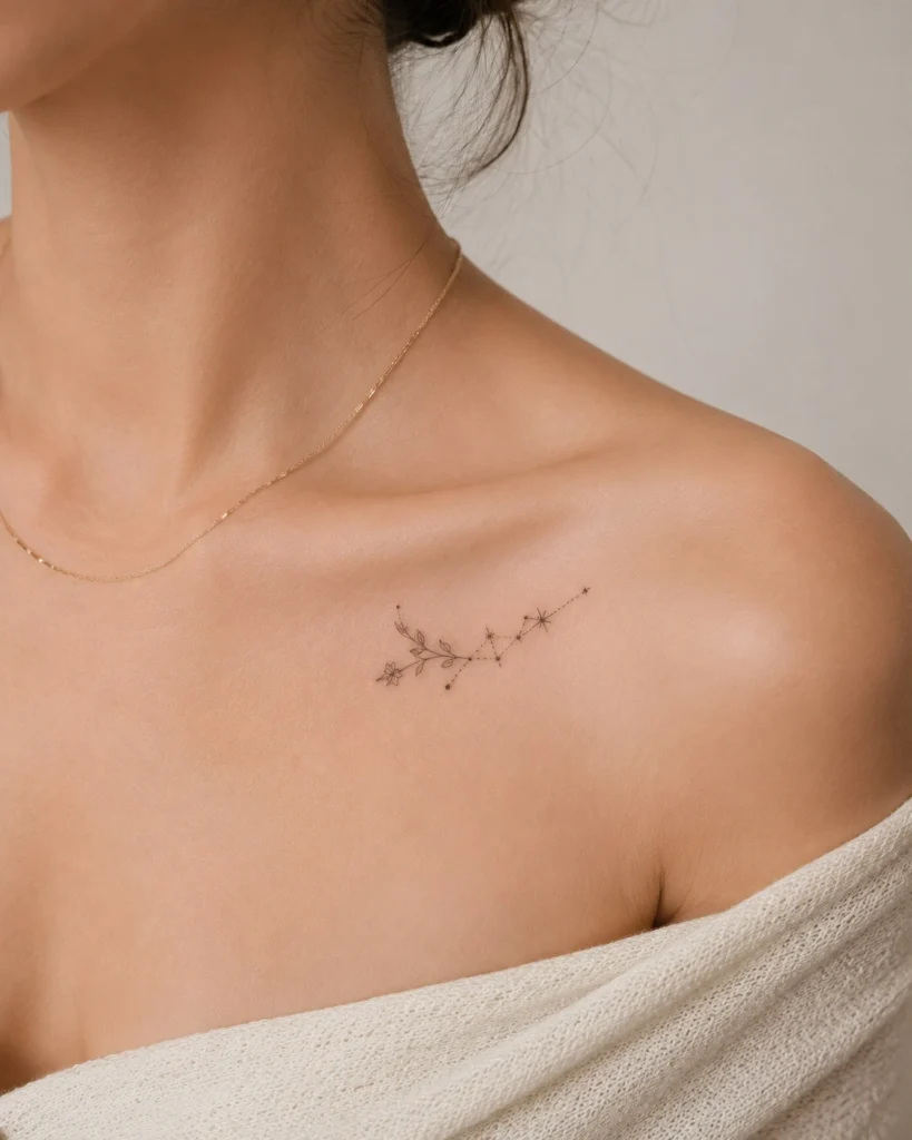 small tattoos for women that age well collarbone minimal floral celestial
