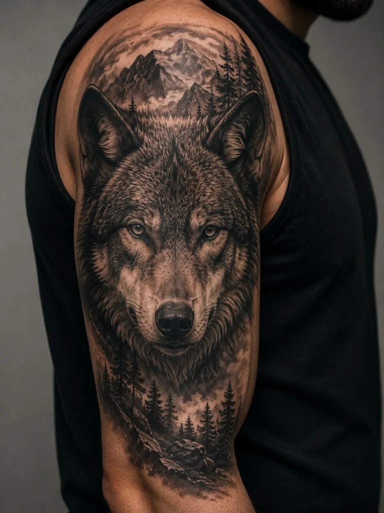 upper arm tattoo ideas for men realism animal portrait japanese irezumi bicep